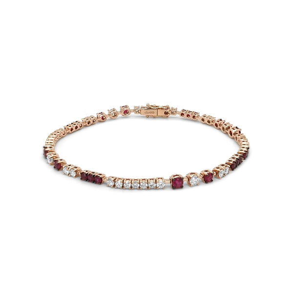 Gold-Tennisarmband mit Rubinen und Diamanten