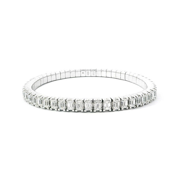 Luxuriöses Tennisarmband mit Baguette-Diamanten aus Weißgold
