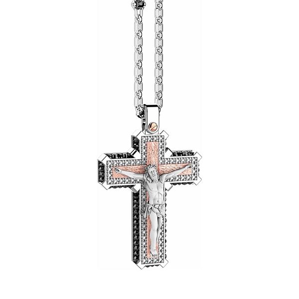 Goldanhänger Kreuz Zancan Black Magic Chic EC809BR