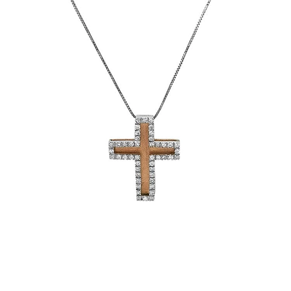 Gold-Anhänger Kreuz mit Diamanten