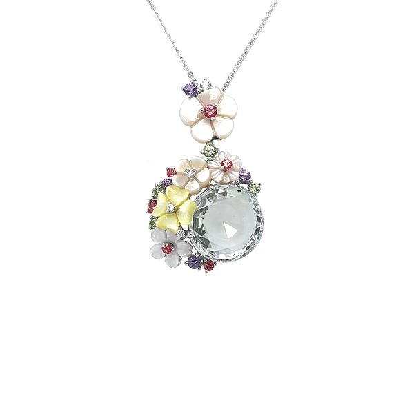 Gold-Anhänger mit Halbedelsteinen und Diamanten