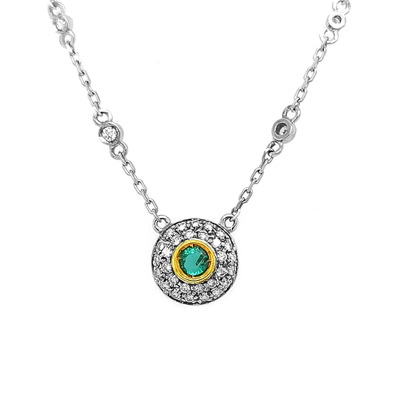 Goldhalskette mit Smaragd und Diamanten