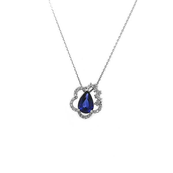 Gold-Anhänger mit Saphir und Diamanten