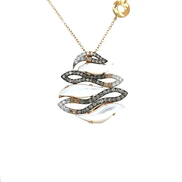 Gold-Anhänger mit Perle und farbigen Diamanten