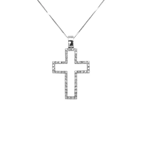 Gold-Anhänger Kreuz mit Diamanten