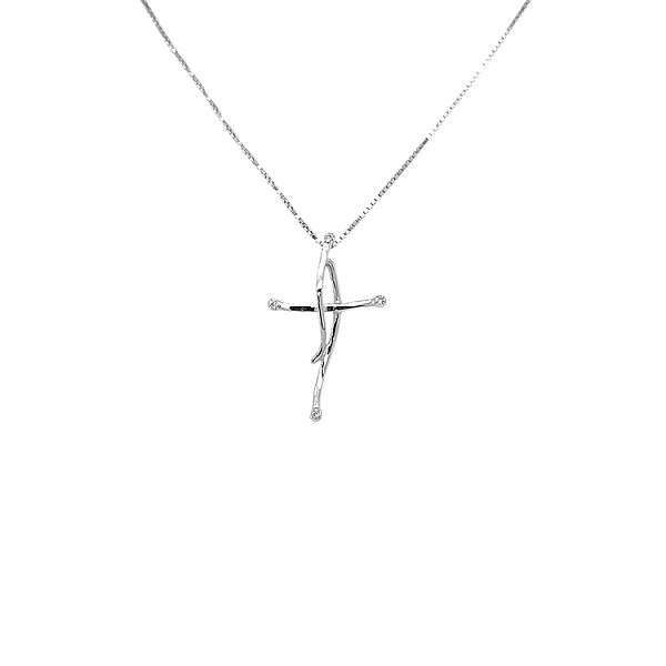Gold-Anhänger Kreuz mit Diamanten
