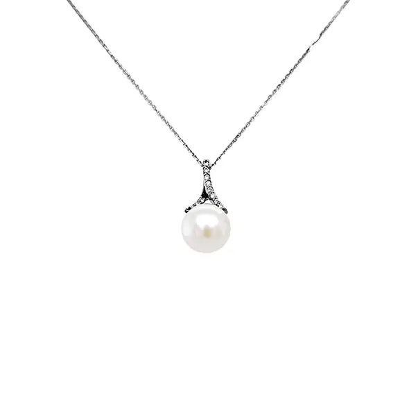 Gold-Anhänger mit Naturperle und Diamanten