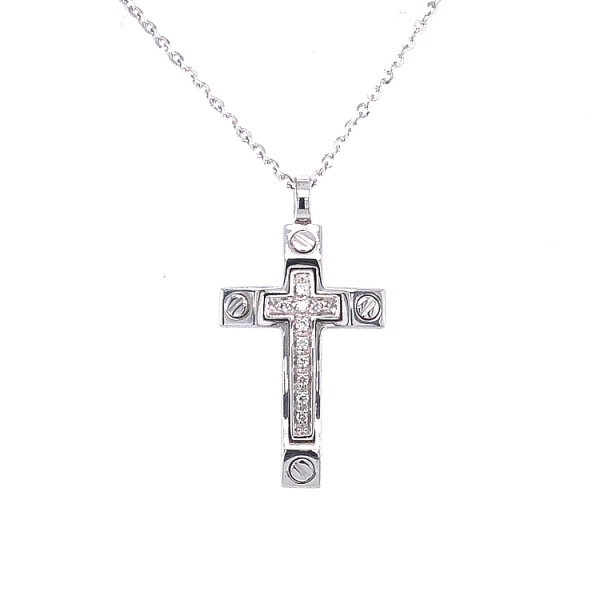 Gold-Anhänger Kreuz Zancan Insignia mit Diamanten EC592BR