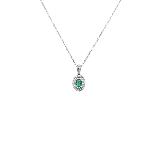 Smaragd-Anhänger mit Diamanten aus Weißgold