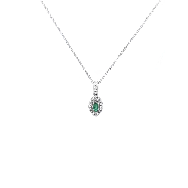 Smaradga-Anhänger mit Diamanten aus Weißgold