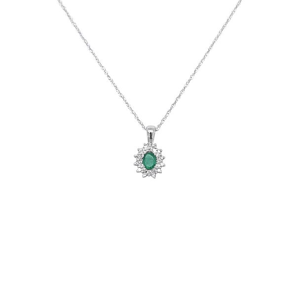 Smaragd-Anhänger mit Diamanten aus Weißgold