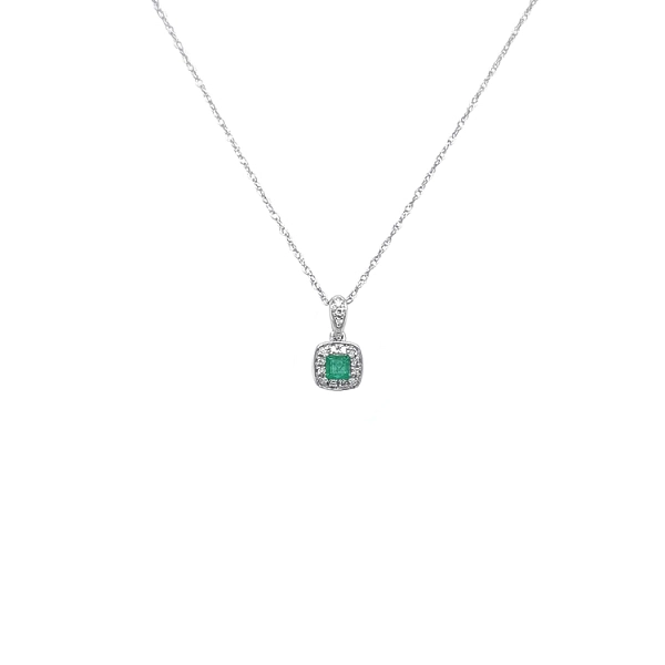 Smaragd-Anhänger mit Diamanten aus Weißgold