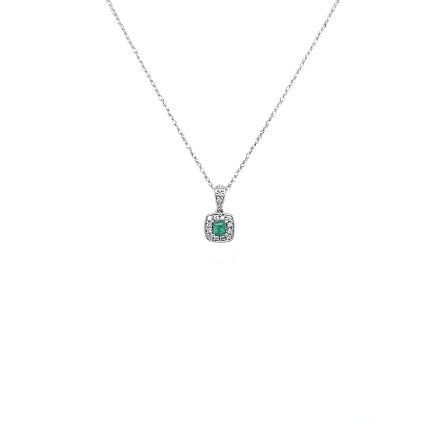 Smaragd-Anhänger mit Diamanten aus Weißgold