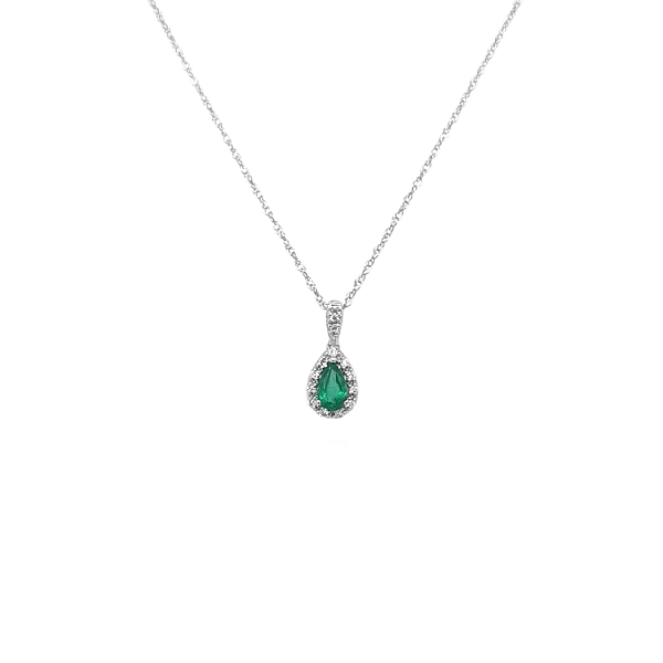 Smaragd-Anhänger mit Diamanten aus Weißgold