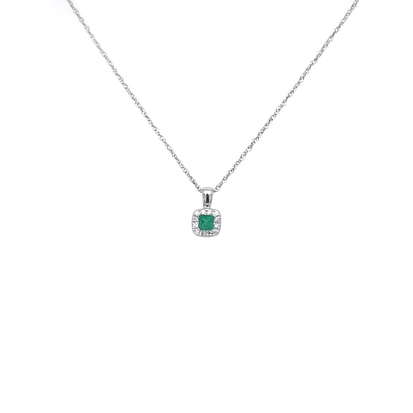Smaragd-Anhänger mit Diamanten aus Weißgold