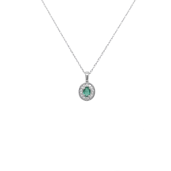 Smaragd-Anhänger mit Diamanten aus Weißgold