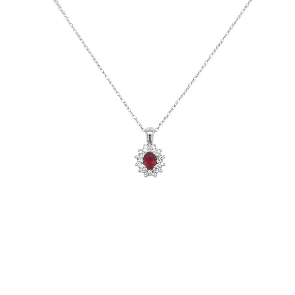 Rubin-Anhänger mit Diamanten aus Weißgold