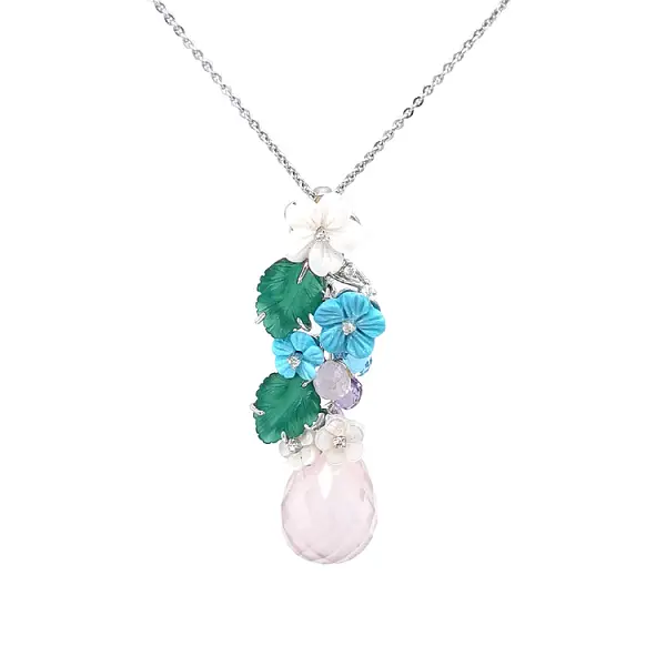 Gold-Anhänger Halbedelsteine und Diamanten