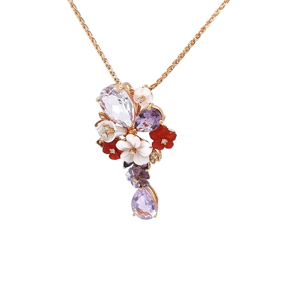 Gold-Anhänger Halbedelsteine und Diamanten