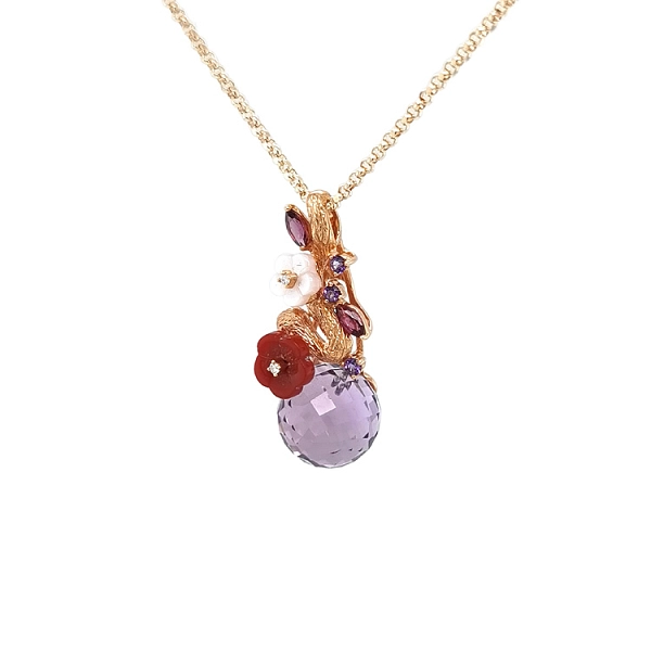 Gold-Anhänger Halbedelsteine und Diamanten