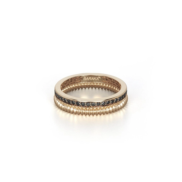Goldener Baraka-Ring mit schwarzen Diamanten AN334301