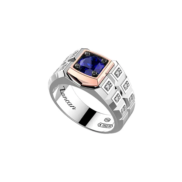 Goldring mit Saphir und Diamanten