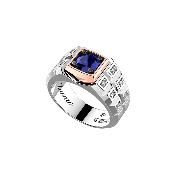 Goldring mit Saphir und Diamanten