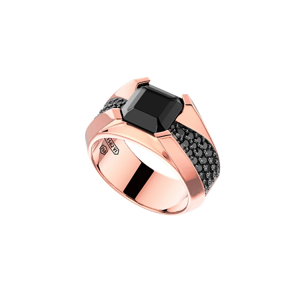 Goldring Zancan mit schwarzen Diamanten