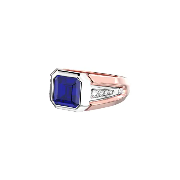 Goldener Herrenring Zancan mit Saphir und Diamanten