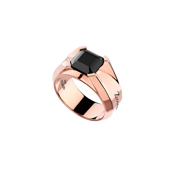 Goldener Herrenring Zancan mit schwarzem Diamant