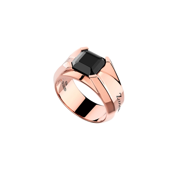Goldener Herrenring Zancan mit schwarzem Diamant