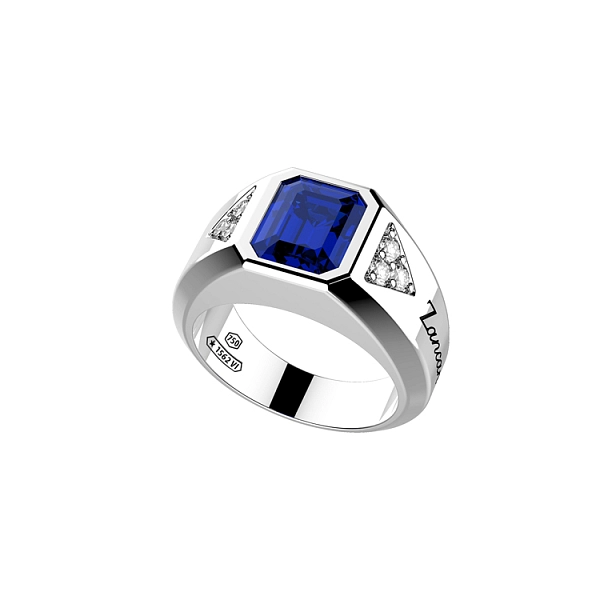 Goldring mit Saphir und Diamanten