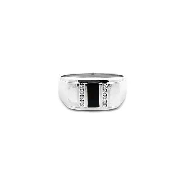 Goldring mit Onyx und Diamanten