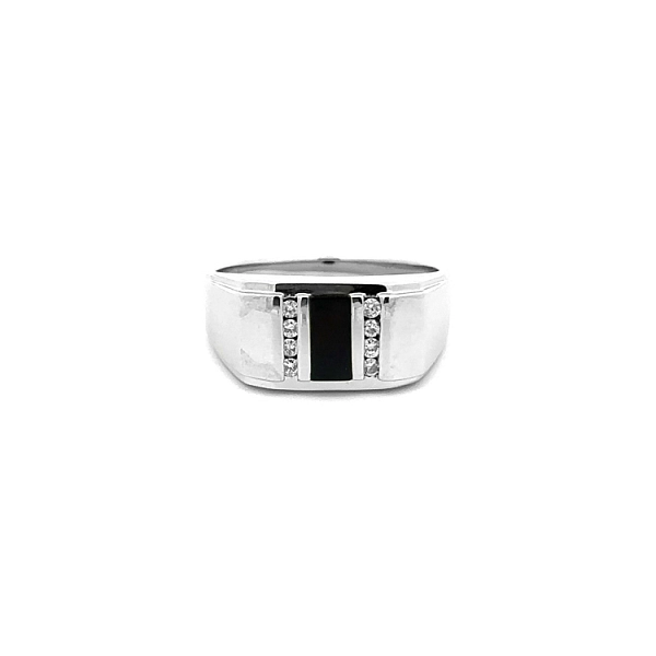 Goldring mit Onyx und Diamanten