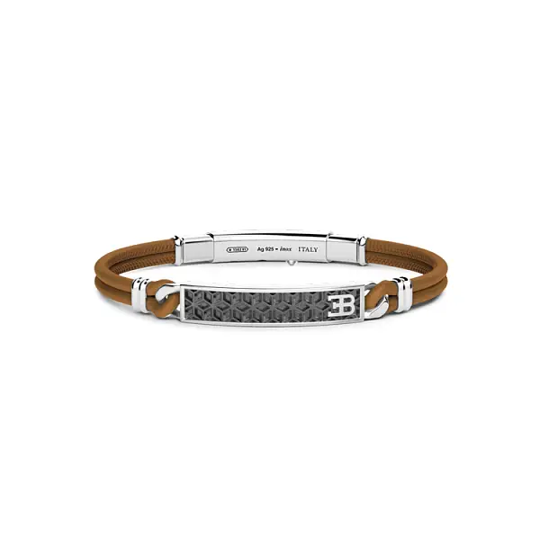 Silberarmband Zancan Bugatti mit Leder B002-MA