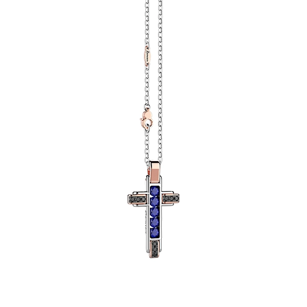 Gold-Anhänger Kreuz Zancan Black Magic EC878RB