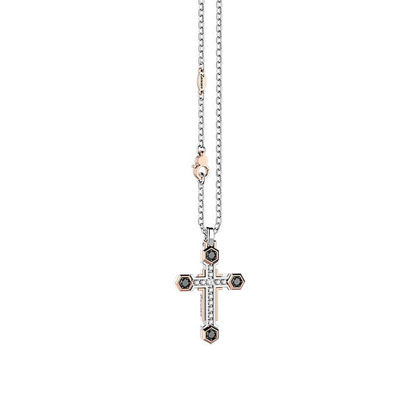 Gold-Anhänger Kreuz Zancan Black Magic EC872BR