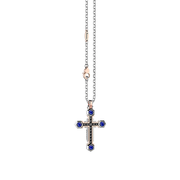 Gold-Anhänger Kreuz Zancan Black Magic EC873RB