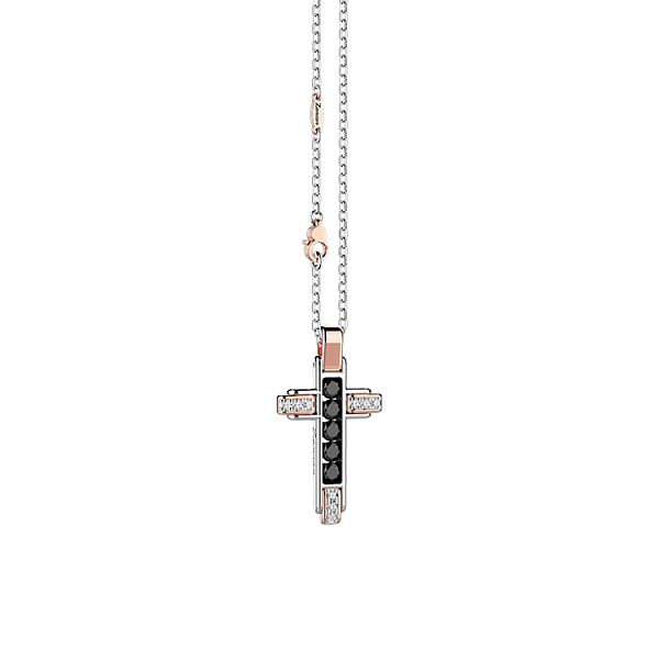 Gold-Anhänger Kreuz Zancan Black Magic EC879RB