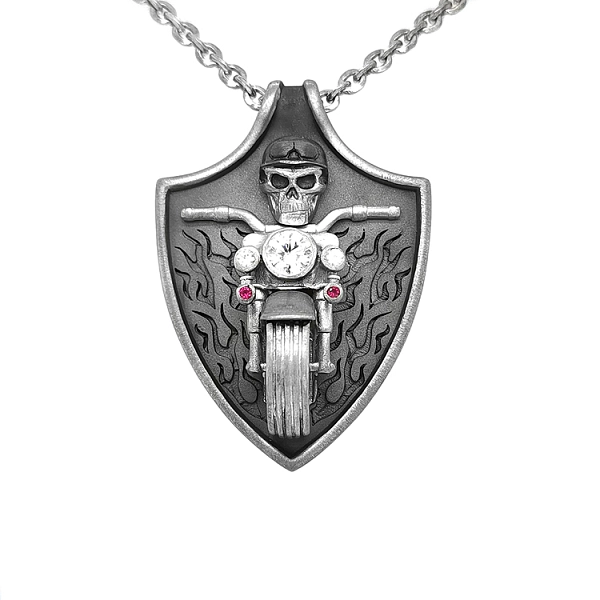 Silber-Anhänger mit weißen Saphiren und roten Spinellen Zancan Vendetta EXC530