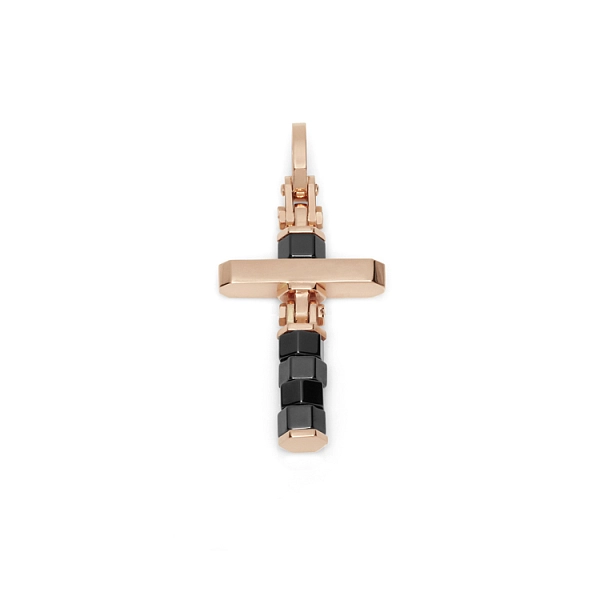 Gold-Anhänger Kreuz mit schwarzer Keramik