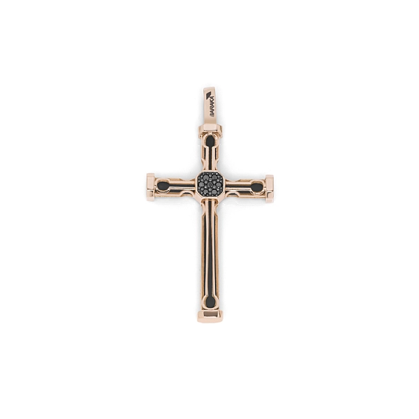 Gold-Anhänger Kreuz mit schwarzen Diamanten CR275411
