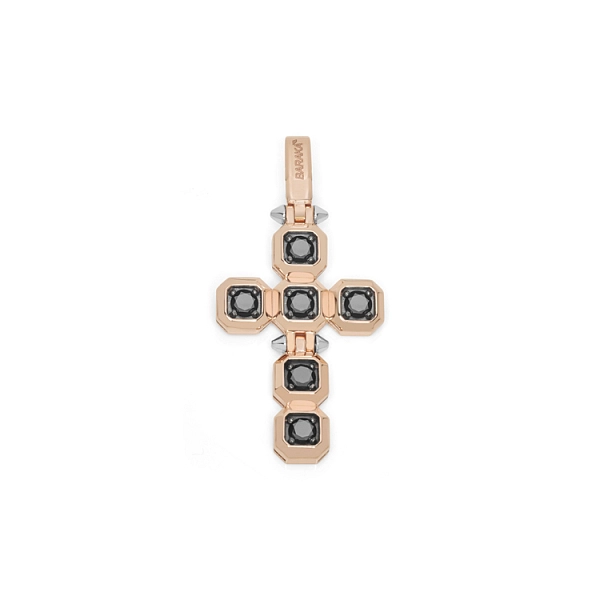 Gold-Anhänger Kreuz mit schwarzen Diamanten Baraka