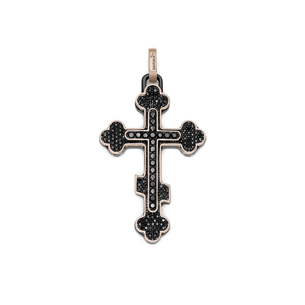 Goldenes Kreuz von Baraka mit schwarzen Diamanten