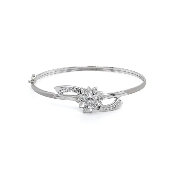 Festes Damenarmband mit Zirkonen aus Weißgold