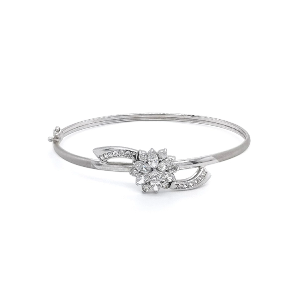 Festes Damenarmband mit Zirkonen aus Weißgold
