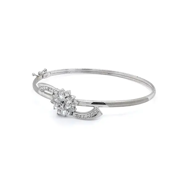 Festes Damenarmband mit Zirkonen aus Weißgold