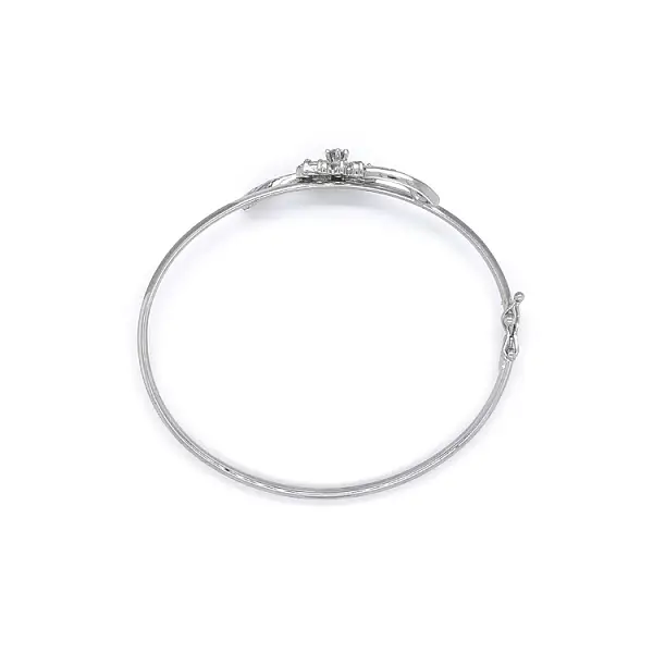 Festes Damenarmband mit Zirkonen aus Weißgold