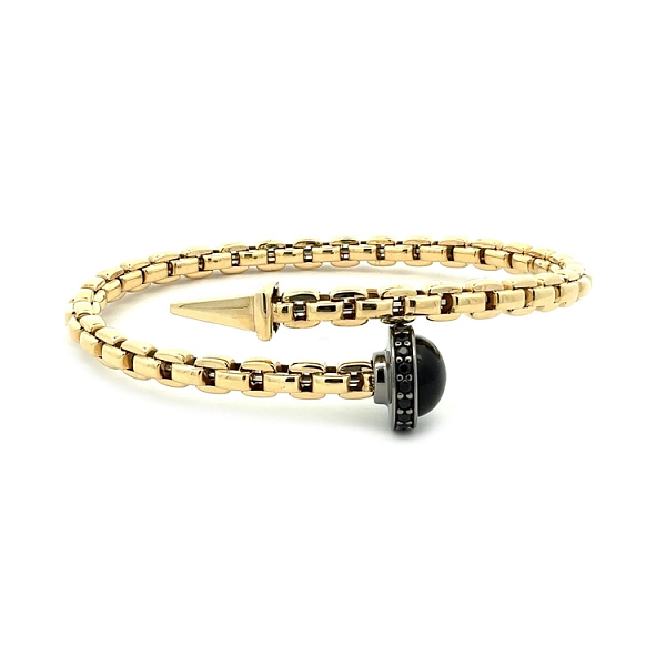 Goldenes Damenarmband mit schwarzen Steinen
