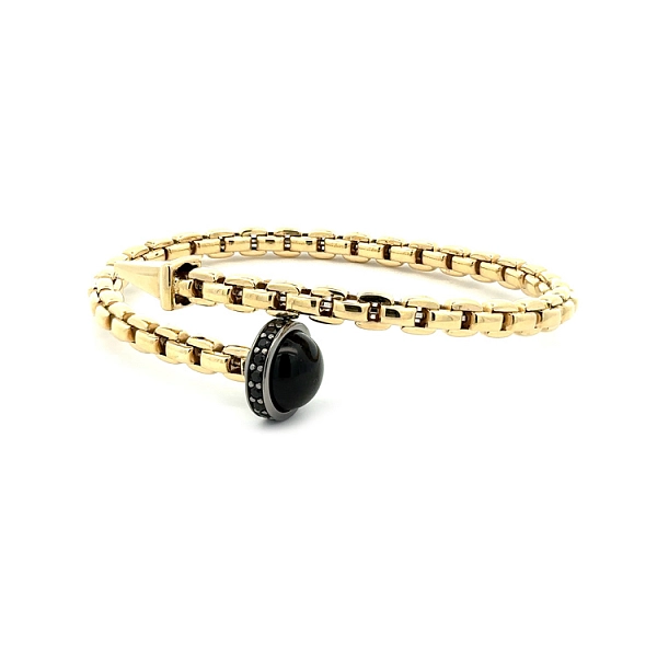 Goldenes Damenarmband mit schwarzen Steinen